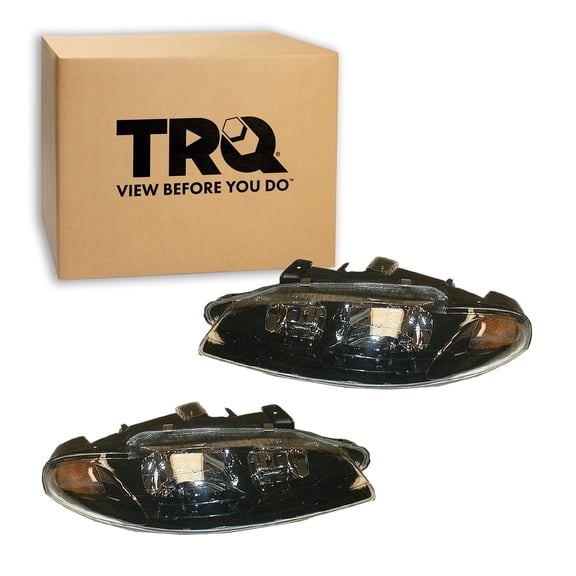 TRQ 2 Piece Headlight Assembly Set Driver & Passenger Side Fits 1997-1999 Mitsubishi Eclipse MI2502105 MI2503105