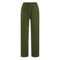 thumbnail image 7 of AJTQTH Lounge Pants for Women Imitation Cotton Plus Size Solid Casual Pants Drawstring Wide-Leg Straight Loose Trousers Army Green L, 7 of 7