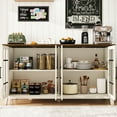 thumbnail image 3 of FIAKOA 63" Farmhouse Buffet Cabinet with Storage, Large White Sideboard Cabinet with Glass Doors, Kitchen Coffee Bar Cabinet for Dining Room, 3 of 6