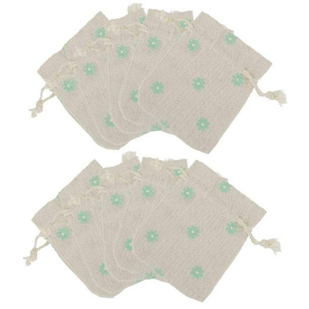 Bolsas de Cordón con Estampado de Flores BLESIY Bolsas de Lino con Cordón Verde