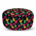 thumbnail image 1 of Animal Pouf Cover with Zipper, Silhouette of Colorful Safari Animals Zoo Mammals Ethnic Graphic, Soft Decorative Fabric Unstuffed Case, 30" W X 17.3" L, Multicolor, by Ambesonne, 1 of 5