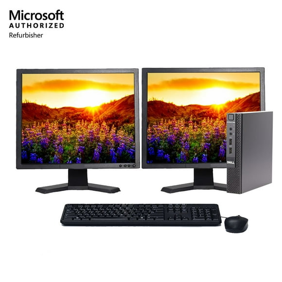 "Restored Dell OptiPlex Micro Desktop Computer 9020 Windows 10 Professional Intel Core i5 Processor 8GB Memory 512GB SSD Wi-Fi Dual 19"" Monitor USB Keyboard Mouse - Refurbished Desktop PC"