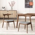thumbnail image 2 of GDF Studio Danmore Mid Century Modern Fabric Upholstered Dining Chairs, Set of 2, Walnut and Light Gray, 2 of 9