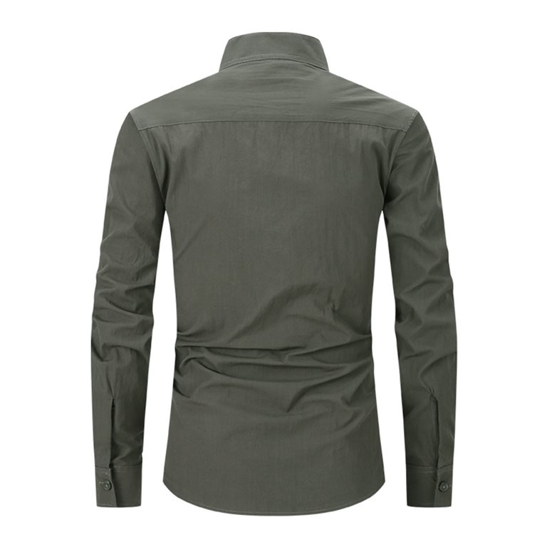 military roll dress shirt Men's Tactical Cargo Work Shirts Military Long Sleeve Shirts Casual Button  Down Outdoor Tops at Amazon Men's Clothing store