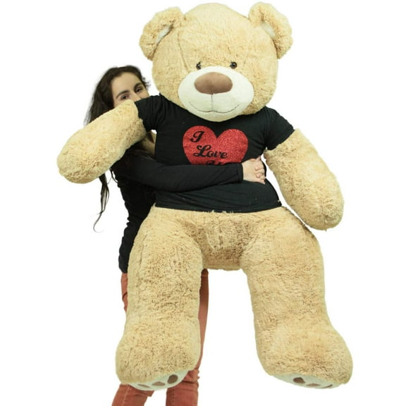 5 Foot Giant Valentine Teddy Bear Wears Removable Black and Red I Love You T-shirt, Soft Huge Valentine's Day Stuffed Animal by Big Plush Packed in Big Box and Ready to Hug