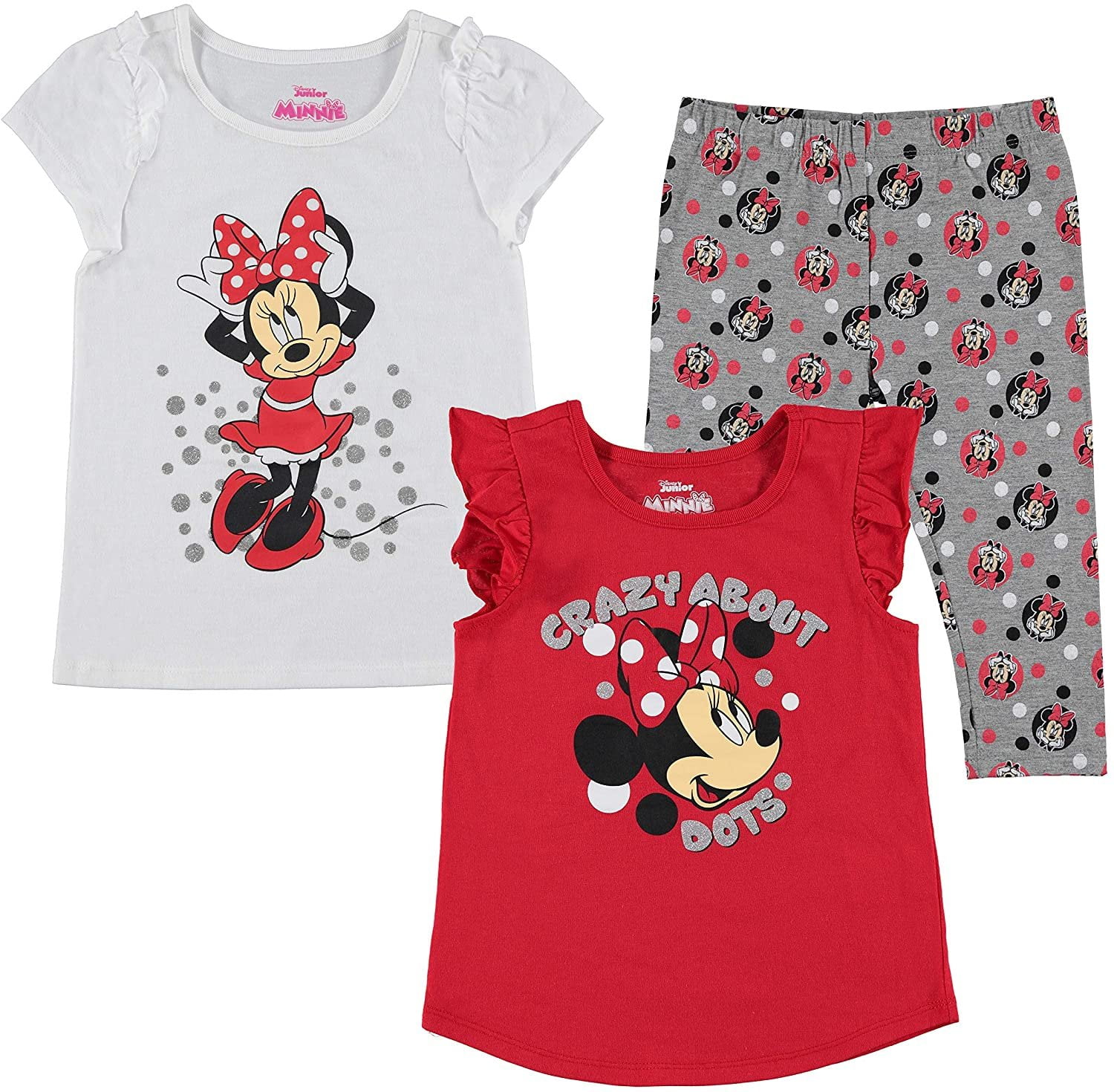 Disney Minnie Mouse Girls T-Shirt and Leggings 3 Piece Set 