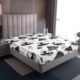 thumbnail image 4 of Erosebridal Ensemble de Draps Panda Mignon Simple, Ensembles de Literie Botanique Champignon Taille Simple, Noir Blanc Gris, Doux 3 Pcs, 4 of 7