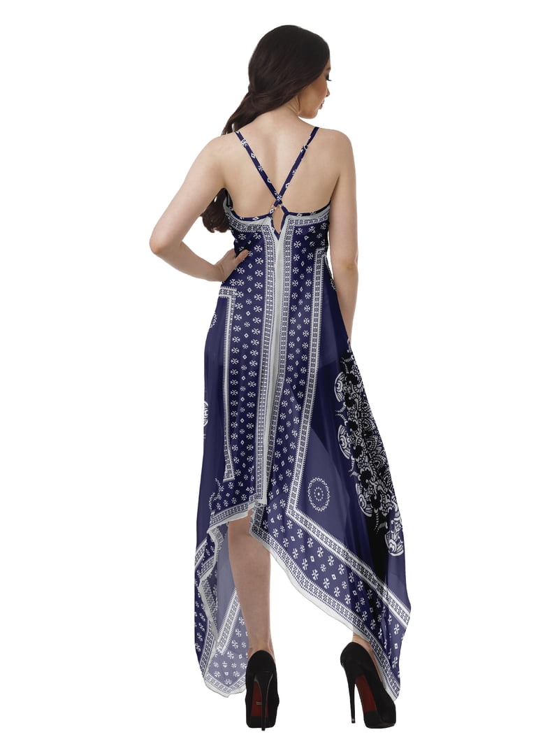 Moomaya Handkerchief Dress Women Printed Halter Summer Dresses Women, Women's, Size: XS, Blue