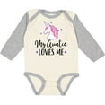 thumbnail image 3 of Inktastic My Auntie Loves Me Unicorn Girls Long Sleeve Baby Bodysuit, 3 of 5