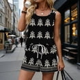 thumbnail image 2 of BOMYJESK 2 Piece Sets for Women Summer Casual Sleeveless Tank Top Bottom Matching Floral Print Lounge Short Sets Trendy Drawstring Elastic Waisted Sweatsuit with Pockets Black XL, 2 of 8