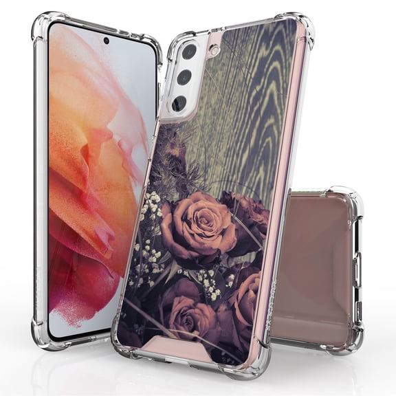 ANJ  Hybrid Slim Hard Back Cover Case Flexible Bumper for Samsung Galaxy S21 Plus - Vintage Roses