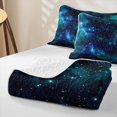thumbnail image 4 of Manfei Dreamy Teal Galaxy Twin Quilt Set,Sparkling Stars Print Twin Coverlet Set,Black Reversible,2-Piece,1 Bedspread and 1 Pillowcase, 4 of 7