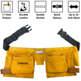 thumbnail image 5 of DURATOOL Suade Leather Tool Belt and Work Apron with 11 Pockets, 2 Pouches for Tools plus 2 Hammer Loops - For Contractors, Plumbers, Carpenter Heavy Duty Tool Belts for Men and Women Small to X Large, 5 of 5