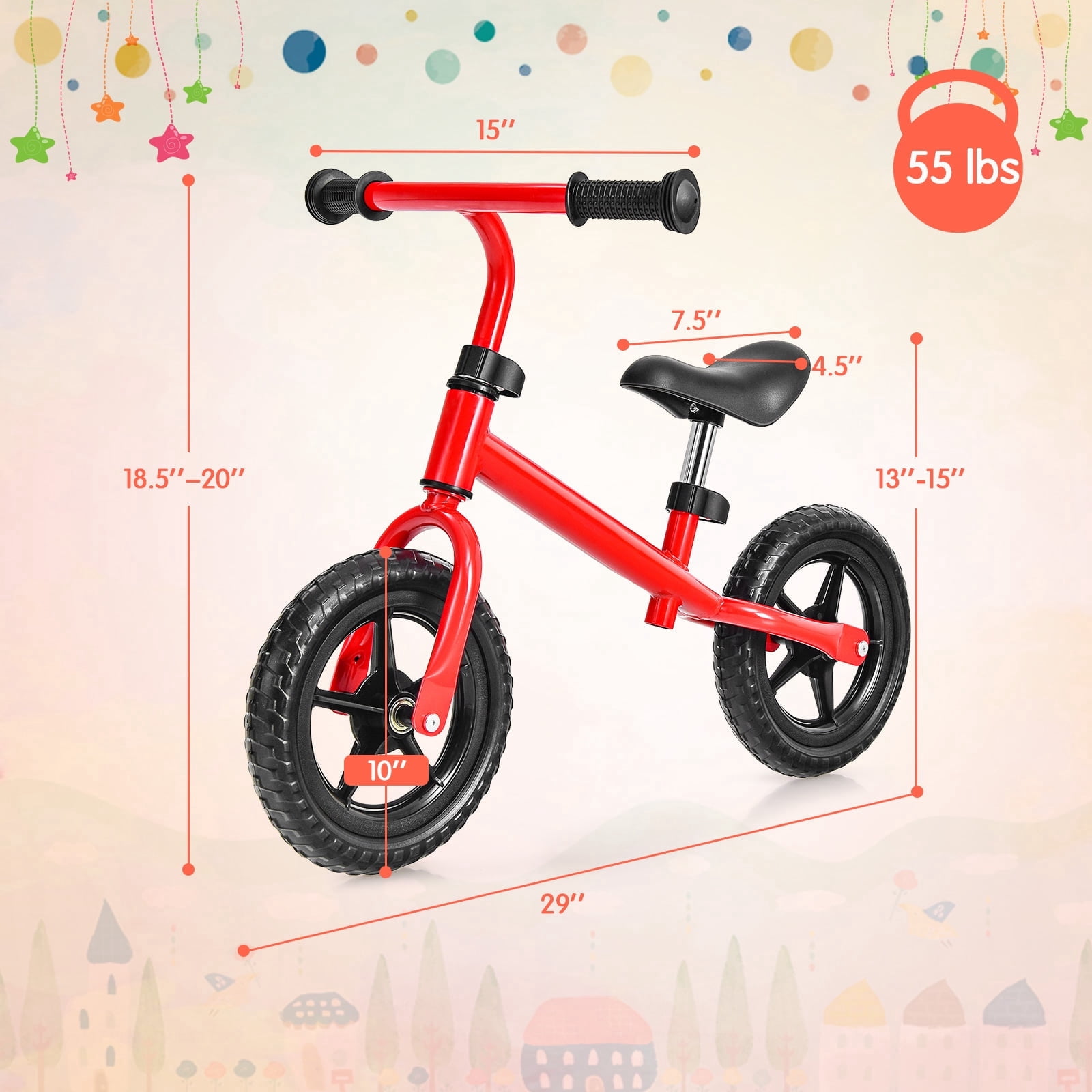 Costway Kids Balance Bike No Pedal Training Bicycle w/ Adjustable