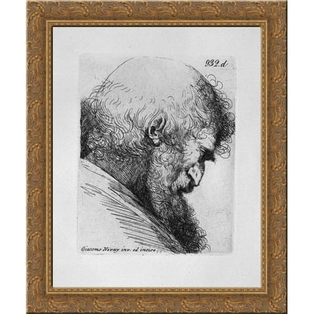 Old man`s head in profile 20x24 Gold Ornate Wood Framed Canvas Art by Piranesi, Giovanni Battista