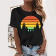 thumbnail image 2 of AYA T-Shirt à Manches Courtes Imprimé Coucher de Soleil Rétro pour Femmes, Mode Vacances Loisirs, Haut 2 T-Shirt Fête du Canada, 2 of 4