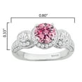 thumbnail image 3 of Sterling Silver with Pink Moissanite, White Moissanite and White Diamond Three Stone Ring, 3 of 3