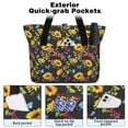 thumbnail image 2 of Tote Bag for Women - Black Sunflower Shoulder Bag - Large Utility Work Duffle Bag with Zipper Handbag for Travel, Work, Sprots, 2 of 5