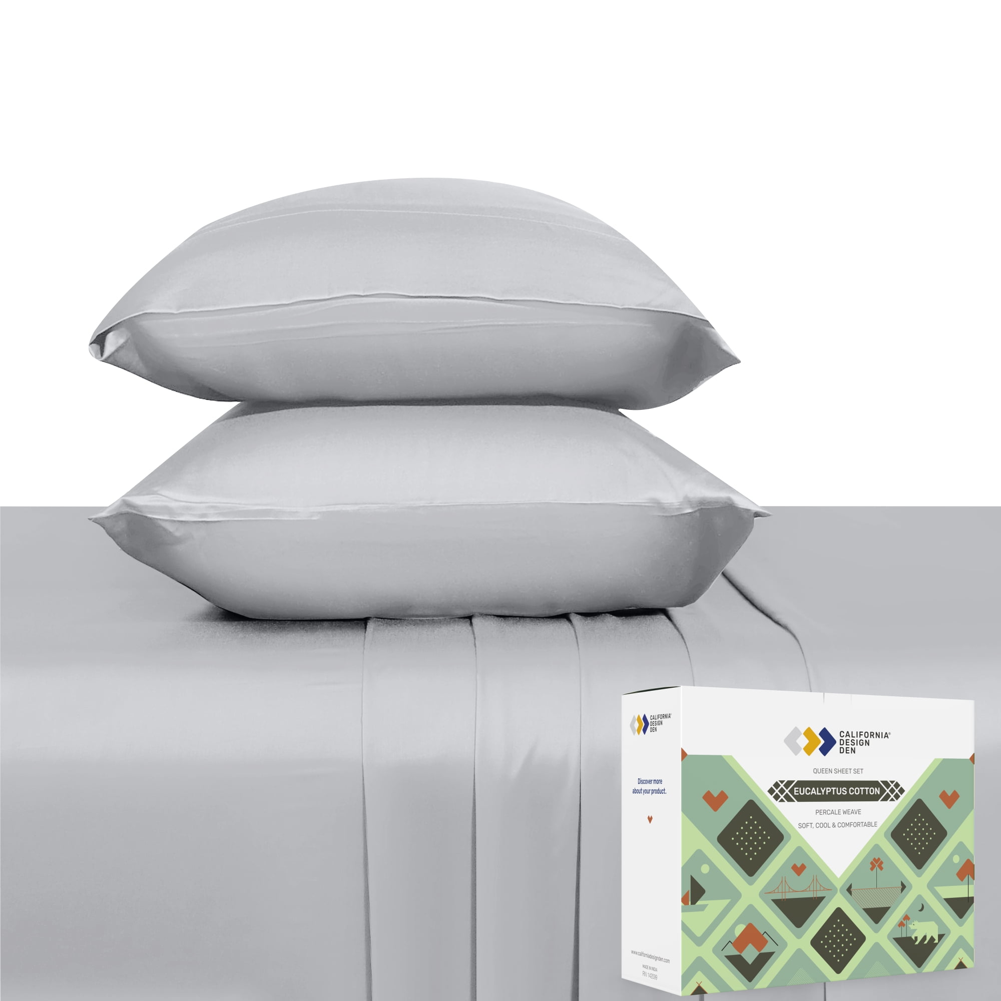 Soft Cooling Queen Bed Sheets Set, 100 Natural All Season Cotton