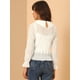 thumbnail image 5 of Blusa de gasa de lunares suizos Allegra K con cuello Peter Pan para mujer blanco S, 5 of 6