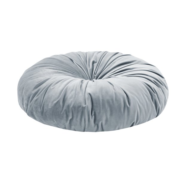 Home Essence Apartment Cyan Poly Velvet Round Floor Pillow Cushion