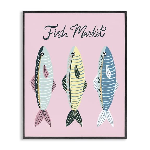 Stupell Industries Quirky Coastal Fish Market Black Framed Giclee Art, design by Hey Bre! Creative Studio