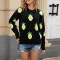 thumbnail image 2 of Womens Sweater Lemon Fruit Print Knitted Long Sleeve Crew Neck Casual Warm Sweaters, 2 of 2
