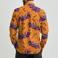thumbnail image 4 of Domuza Mens Button Up Shirts Long Sleeve Halloween Spooky Funny Print Loose Fit T Shirts Casual Lightweight Lapel Tops for Halloween Party Purple 3XL, 4 of 7