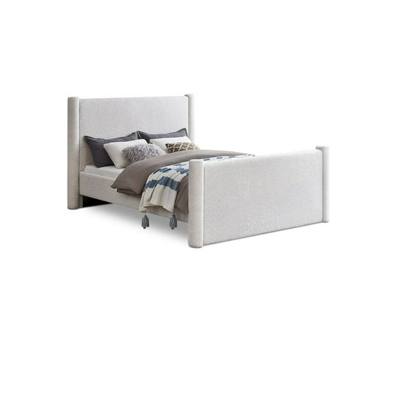 Meridian Furniture Elias Cream Boucle Fabric King Bed