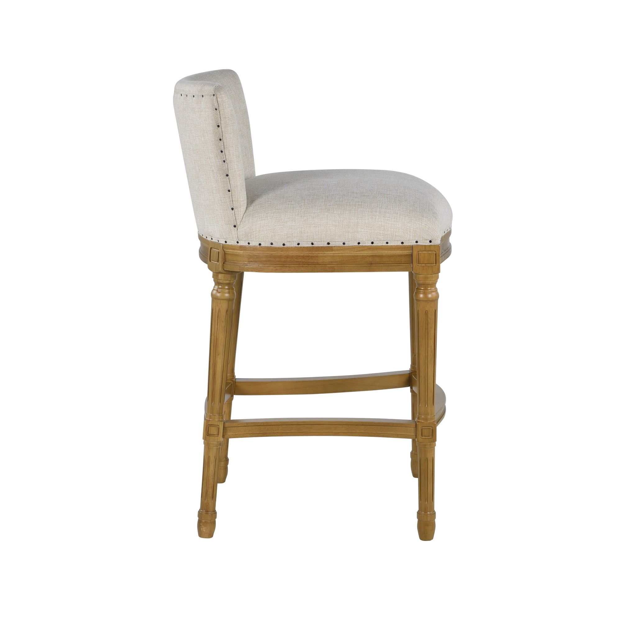 Boraam Francesca Counter Height Stool, 27.75 in., Oak Wood, Tan Linen Seat