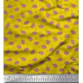 thumbnail image 1 of Soimoi Yellow Velvet Fabric Monster Lips & Teeth Face Printed Fabric 1 Yard 58 Inch Wide, 1 of 3