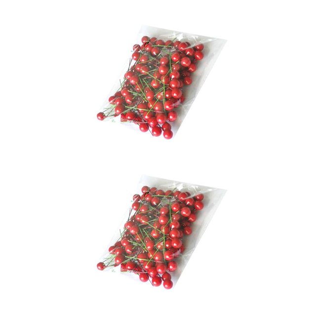 Billuyoard Bolsa de 100 Uds. De espuma de bayas rojas de Navidad Artificial, fruta de simulación, cereza pequeña, regalo de Navidad para el hogar, Rojo 12 mm 2piezas Billuyoard CBP047456
