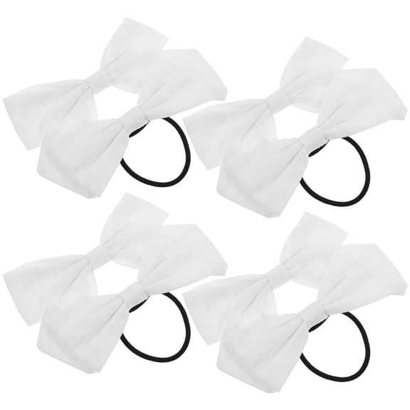 Minkissy 10Pcs White Cotton Bow Hair Ties Elastic Ponytail Holders Ideal for Everyday Hair Styling