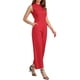 thumbnail image 4 of INSPIRAR CHIC Mono sin mangas con botón y lazo en la cintura para mujer, XS, rojo, 4 of 6