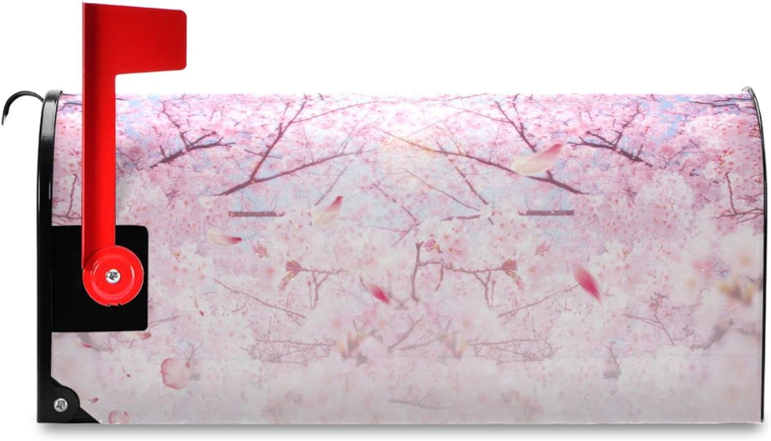 Pink Cherry Blossom Mailbox Covers Magnetic Spring Flowers Floral Mailbox Cover Wraps Standard Size 18"X21" Post Letter Box Cover Garden Decorations