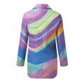 thumbnail image 4 of Chaquetas de traje de lentejuelas Cárdigan estampado con botones y bolsillos para mujer, traje Formal, de manga larga, chaqueta de oficina de negocios, abrigo, blusa,blazer moda（Morado， XL), 4 of 5