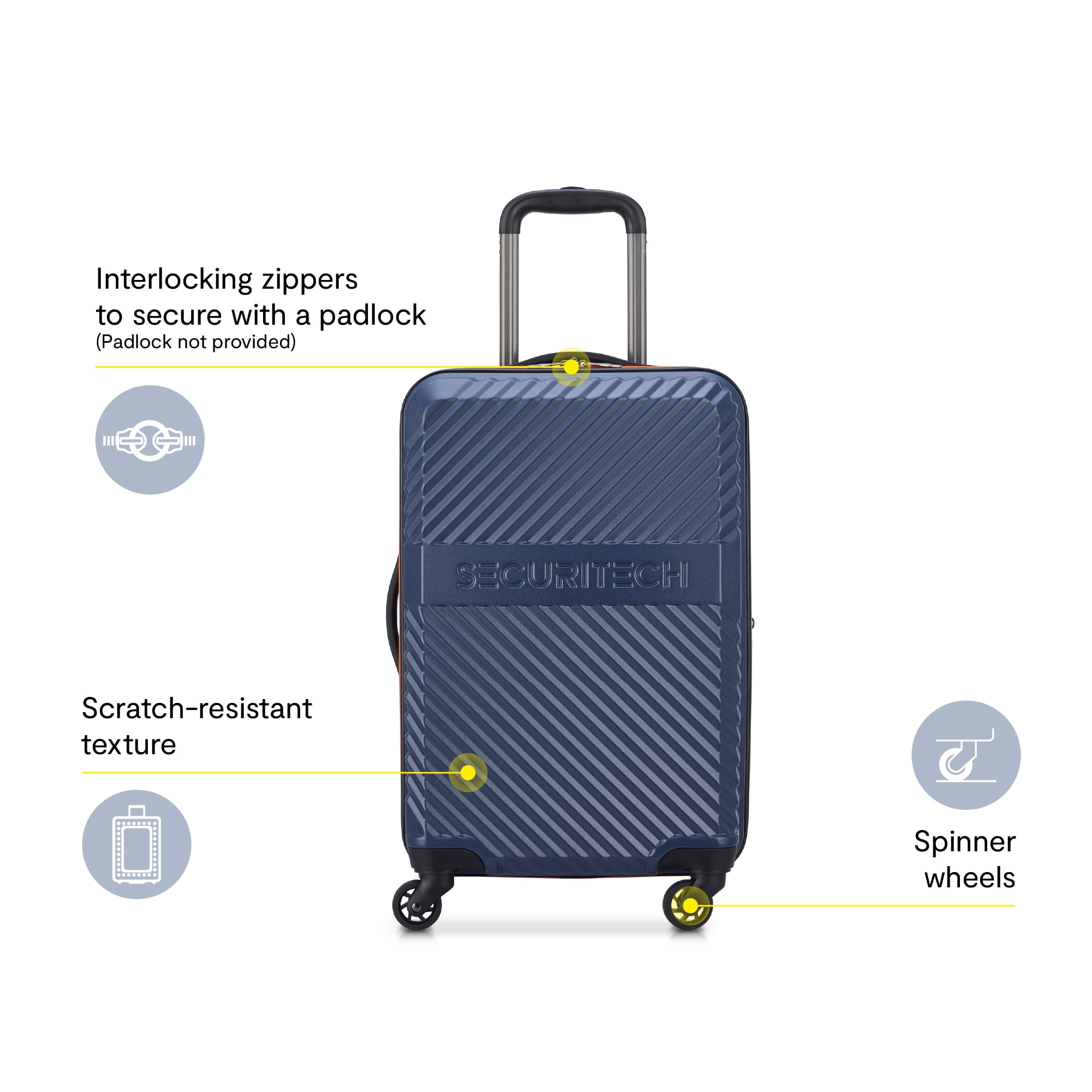Securitech by Delsey, Patrol Carry-on Hardside Spinner Luggage Blue