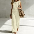 thumbnail image 5 of Cagogo Women's 2 Piece Tank Top Set Wide Leg Pants Casual Boho Summer Outfits Round Neck Sleeveless Top Loose Pants Matching Lounge Sets Tracksuits Travel Airport Clothes, Beige 2XL, 5 of 7