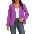 thumbnail image 2 of Paiwinds Women's Blazer Jackets Casual Open Front Collarless Long Sleeve with Decorative Buttons Oversized Relaxed Fit Outerwear, 2 of 9