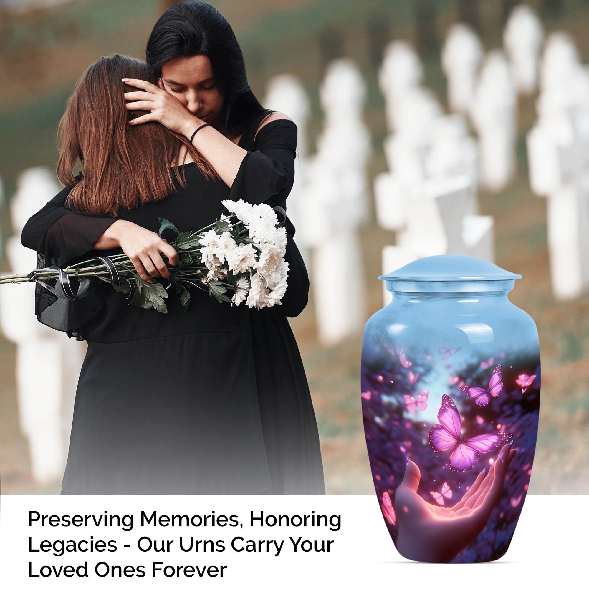 Butterfly Urns for Human Ashes Adult Female, Large Urn for Ashes, Keepsake Urn for Ashes, Cremation Funeral Urns for Human Ashes Adult Man(Size - 10inch 1Pcs, 3inch 2Pcs)