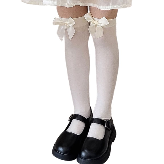 2. Soft Baby Girls Knee Socks with Bowknot Detail, Stylish Stockings for 3-13 Years