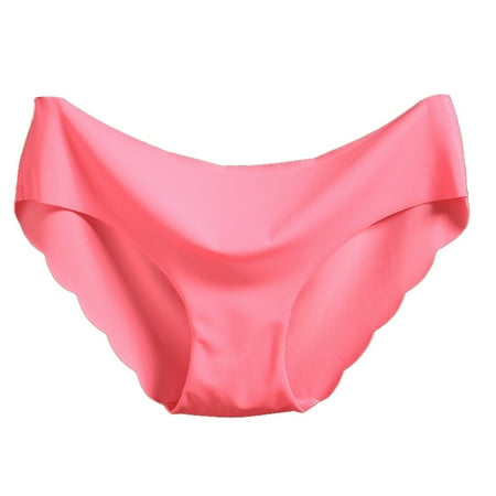 

harmtty Summer Women Panties Ice Silk Seamless Low Waist Briefs Underwear Red L