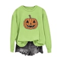 thumbnail image 4 of Fnooota Womens Halloween Sweatshirts, Long Sleeve Fashion Pullover Rhinestone Graphic Halloween Tops Green Size M, 4 of 5