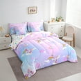 thumbnail image 3 of Manfei Unicorn 7-Piece Twin Bedding Sets,Cartoon Animal Bedding Comforter Set,Pink Blue Ombre Sheet Sets For Girls,Ultra Soft Home Decor Reversible, 3 of 8