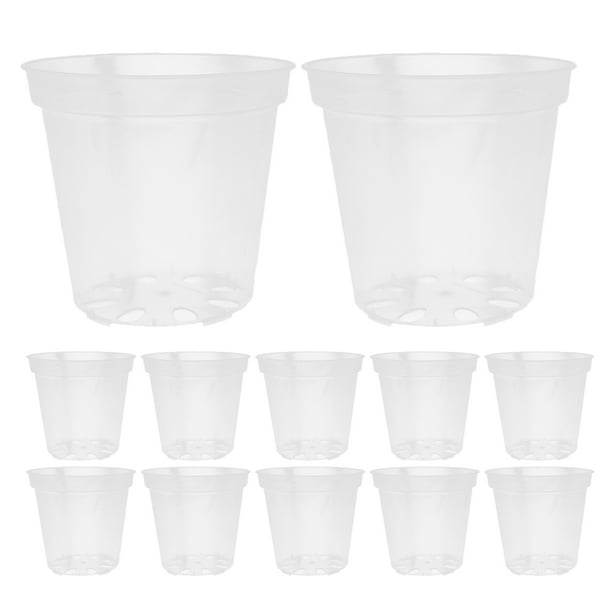 40 macetas redondas transparentes para vivero con orificios de drenaje para orquídeas, de plástico transparente, para jardinería interior y exterior, de 7,6 cm