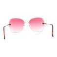 thumbnail image 4 of Womens Rimless Rhinestone Bevel Angular Lens Butterfly Sunglasses Gold Pink, 4 of 5