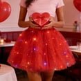 thumbnail image 3 of POIUYTR Women's Light Up Layered Skirts Summer Sparkly Sequin Elastic Waist Mesh Mini Skirt Party Costume Skirts, 3 of 5