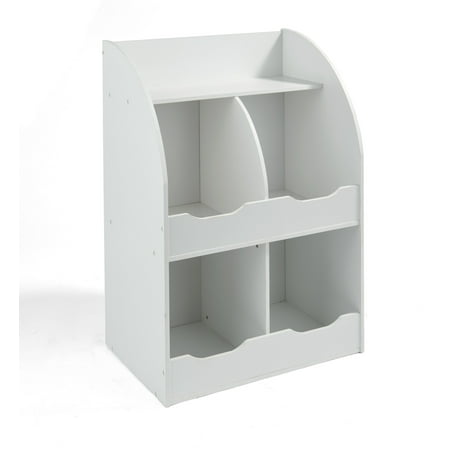 UPC: 0046605988411 | Badger Basket Kid s Four Bin Toy Storage Cubby with Bookshelf – White