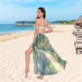 thumbnail image 6 of FORMRS Womens Long Sarong Beach Wrap Semi-Sheer Bikini Skirt Bathing Swimsuit Cover Up, Art Garden Scene, 6 of 7