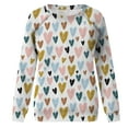 thumbnail image 4 of Valentine's Day Shirt for Women Love Heart Print Long Sleeve Tops Casual Loose Crewneck Sweatshirt Graphic Gift Blouses, 4 of 5